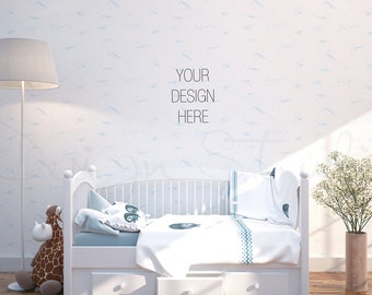 Nursery Blank Wall Photography, Styled Photography, Product Mockup, Poster Mockup Print Background Digital Background