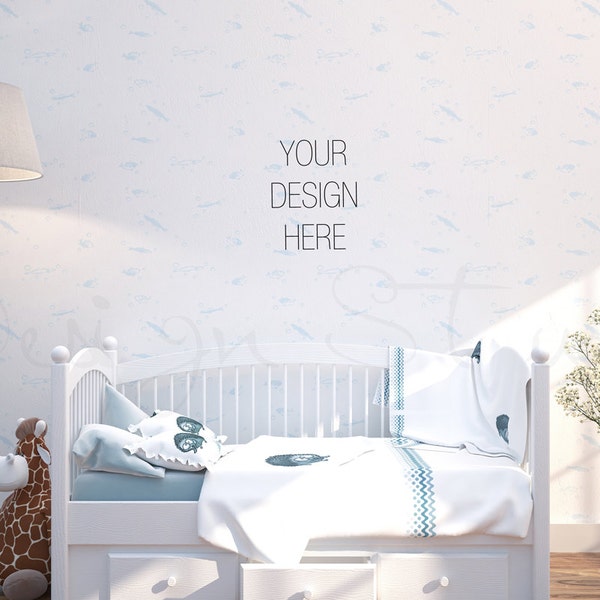 Nursery Blank Wall Photography, Styled Photography, Product Mockup, Poster Mockup Print Background Digital Background