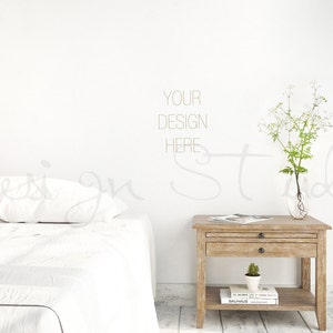 Bedroom Styled Photography, Poster Mockup, Print Background, Digital Background image 1