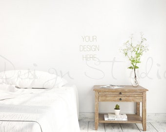 Bedroom Styled Photography, Poster Mockup, Print Background, Digital Background