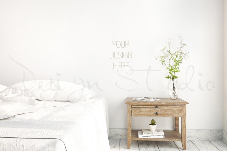 Bedroom Styled Photography, Poster Mockup, Print Background, Digital Background image 1