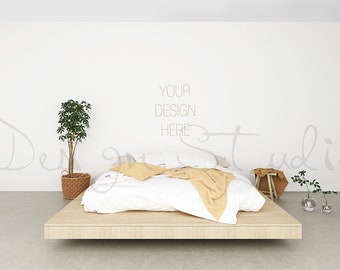 Scandinavian interior, bedroom photography,  Styled stock Photography, Poster Mockup