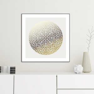 Gold Mandala Decor, Gold Mandala Art, Mandala Wall Decor, Mandala Poster, Meditation Art, Yoga Art, Hindu Decor, Zen Art, New Age Art, image 1