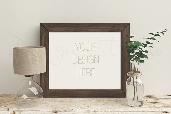 Walnut Frame Mockup Wooden Frame Mockup Styled Photography Etsy