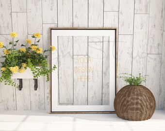 Gold Frame mockup, landscape vertical frame, Styled Stock Photography,Product Background Mockup ,18x24 frame mockup