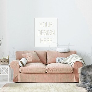 living room modern frame mockup, minimalist interior frame mockup, poster mockup image 3