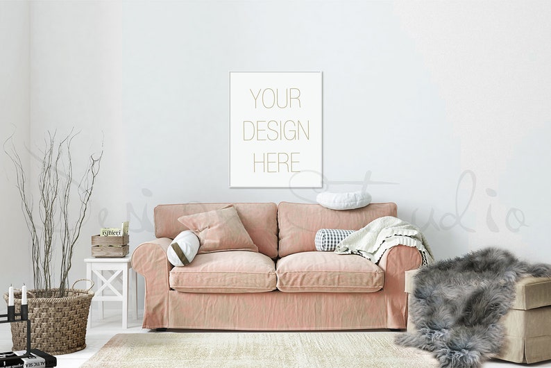 living room modern frame mockup, minimalist interior frame mockup, poster mockup image 3