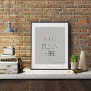 Red Brick wall frame mockup, Styled Stock Photography, Frame Mockup, Black Frame, mockup, Styled Photography Mockup, stock photo, BUY3 PAY2, image 2