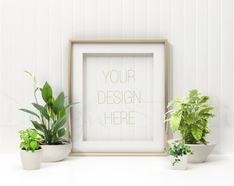 Gold Frame mockup , plantlet Portrait, Styled Stock Photography , Product Background Mockup , frame mockup