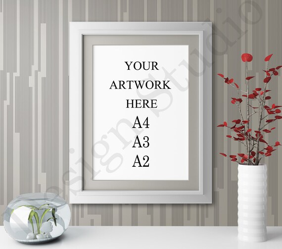 A4 A3 A2 Vertical White Frame Mockup Wallpaper Background Etsy