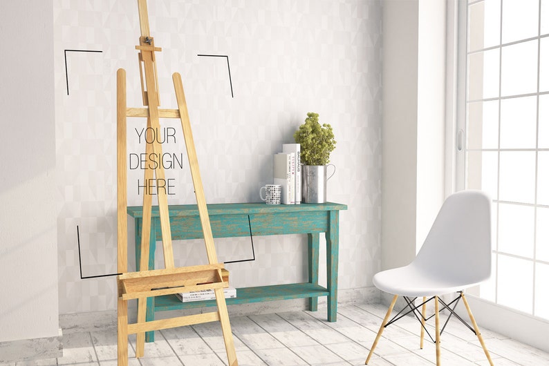 2 Styled Stock photographs, green desk and easel , BUY3 PAY2, Frame Mockup , Styled Photography Poster Mockup, image 2