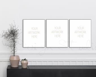 11x14 Set of three Vertical DIGITAL black Frame Mockup, Styled Stock Photography,Product Background Mockup ,minimalist black frame mockup