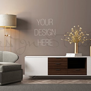 Living room canvas mock up, styled stock photography, frame mockup, 16x20 canvas mock up, png file image 5