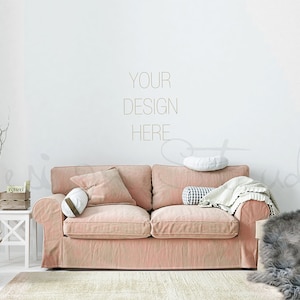 living room modern frame mockup, minimalist interior frame mockup, poster mockup image 1