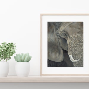 Elephant Art Print - African Wall Art, Giclee Print, Acrylic Elephant Painting, Animal Portrait, Wildlife Art