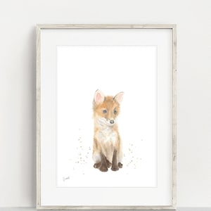 Fuchs Jungtier Aquarell Kunstdruck, Wohnkultur, Kinderzimmer Kunst, Tierwelt Tier Kunst, Fuchs Illustration
