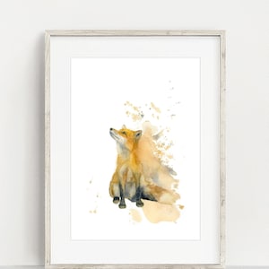 Fox Watercolor Giclee Art Print, Country Home Decor, British Woodland Animal