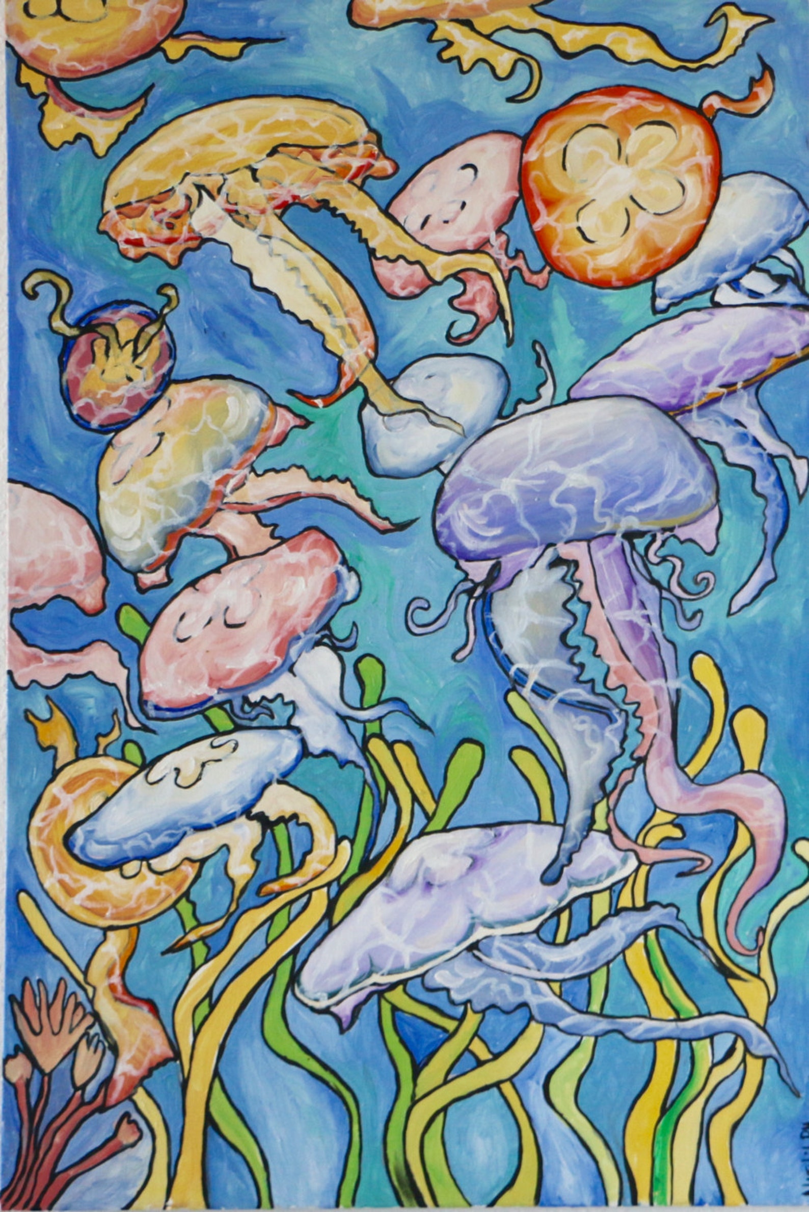 Pastel Jellyfish Original One of a Kind Oil Painting 36x24 Etsy