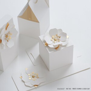 White favor boxes with flower decor for wedding, bridal party, Baptism, birthday and anniversary zdjęcie 3