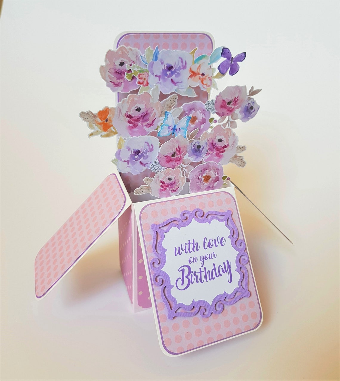 Watercolour Flower Pop Up Box Birthday Card Bouquet Birthday Etsy