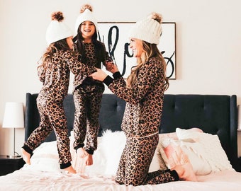 LEOPARD MATCHING PAJAMAS | Mommy & Me pajamas, family pajamas, matching outfits, matching pajamas, mommy and me matching outfits, holiday pj