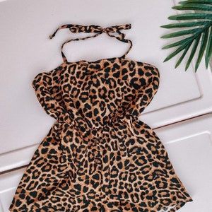 Summer Girls Leopard romper, toddler romper, leopard print romper, leopard print, kids romper, youth romper, girls romper, girls leopard