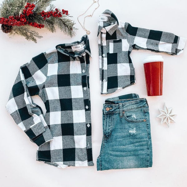 Classic Plaid long sleeve flannel | plaid tshirt | Mommy and Me | mommy and son | mommy & daughter |matching outfits |matching