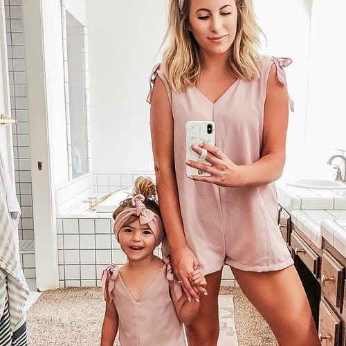 Pale Pink Romper Mommy and Me Outfits 