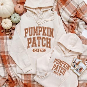 Pumpkin Patch Crew Sweatshirts | Matching Family Fall Sweatshirts | Beige Fall Hoodie | Pumpkin Patch Outfit | Cozy Autumn Family sweater