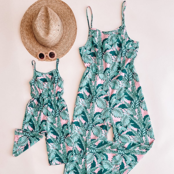 ROSITAS JUMPSUITS | mommy and me |  mommy and me outfits | matching outfits | vacay vibes | mommy and me dress | pal leaf print | mother