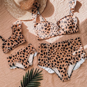 Leopard Mama und ich Bikini, Mama und ich Bademode, Badeanzug, Mama und ich schwimmen, Mutter Tochter Badeanzüge, passende Outfits Bild 2