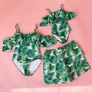 Palm print mommy and me bikini, mommy and me swimwear, swimsuit, mommy and me swim, mother daughter swimsuits, matching outfits