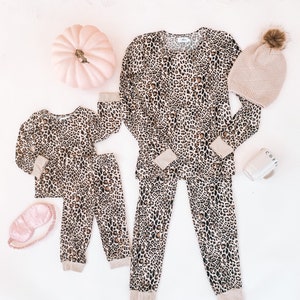 MISSY LEOPARD PJS leopard pajamas, family pajamas, mother daughter, matching outfits, matching pajamas, mommy and me matching outfits, pjs