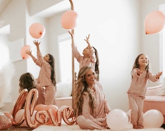 PIJAMA CORAZÓN ROSA /pijama mami y yo, pijama familiar, madre hija, conjuntos a juego, pijamas a juego, conjuntos mami y yo a juego