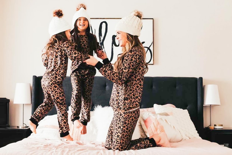 LEOPARD MATCHING PAJAMAS | Mommy & Me pajamas, family pajamas, matching outfits, matching pajamas, mommy and me matching outfits, holiday pj 