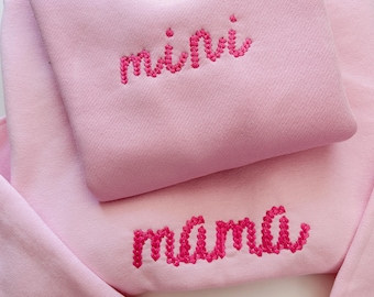 embroidered mama sweatshirt, mama sweatshirt, mama and mini, mommy and me outfits, gift for wife, Mothers day embroidery, mom shirt,mom gift