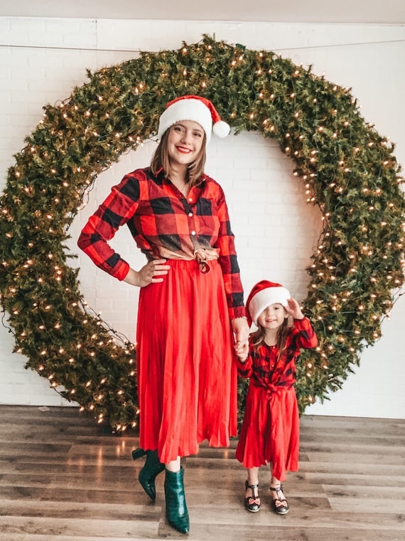 Jupe plissee tenue de Noel seance photo de famille tenues maman et moi cadeau de Noel pour elle cadeaux mere fille robe maman et moi Etsy France