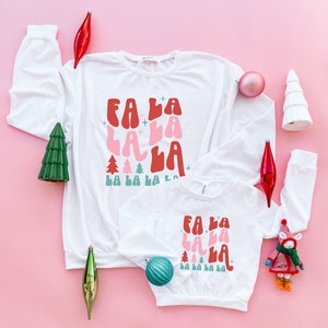 WHITE SWEATER FALALA| mommy and me Christmas sweaters | Mama & Mini | Holiday matching sweaters | mommy and me | Christmas shirt | christmas