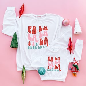 WHITE SWEATER FALALA| mommy and me Christmas sweaters | Mama & Mini | Holiday matching sweaters | mommy and me | Christmas shirt | christmas