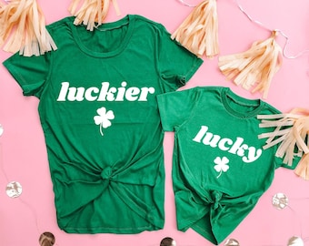 Camisa verde del día de San Patricio / mamá afortunada / mamá y yo día de San Patricio, camisas a juego, camisas de San Patricio, trajes a juego, camisetas a juego