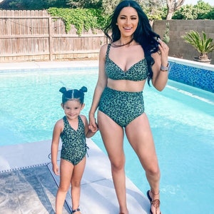 Olivia's Leopard mommy and me bikini, mommy and me swimwear, swimsuit, mommy and me swim, mother daughter swimsuits, matching outfits image 1