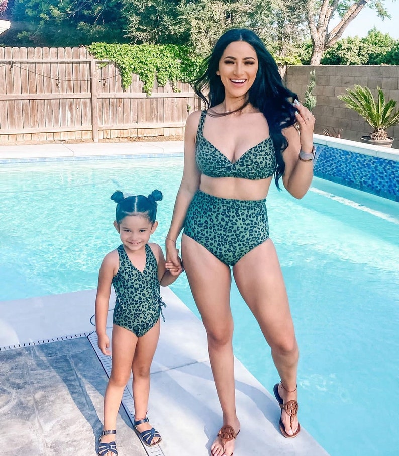 Olivia's Leopard mommy and me bikini, mommy and me swimwear, swimsuit, mommy and me swim, mother daughter swimsuits, matching outfits image 1