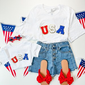 Chenille 4th of july shirt, mommy and me, mommy and me outfits, matching outfits, mommy and me shirts, matching family, usa shirt