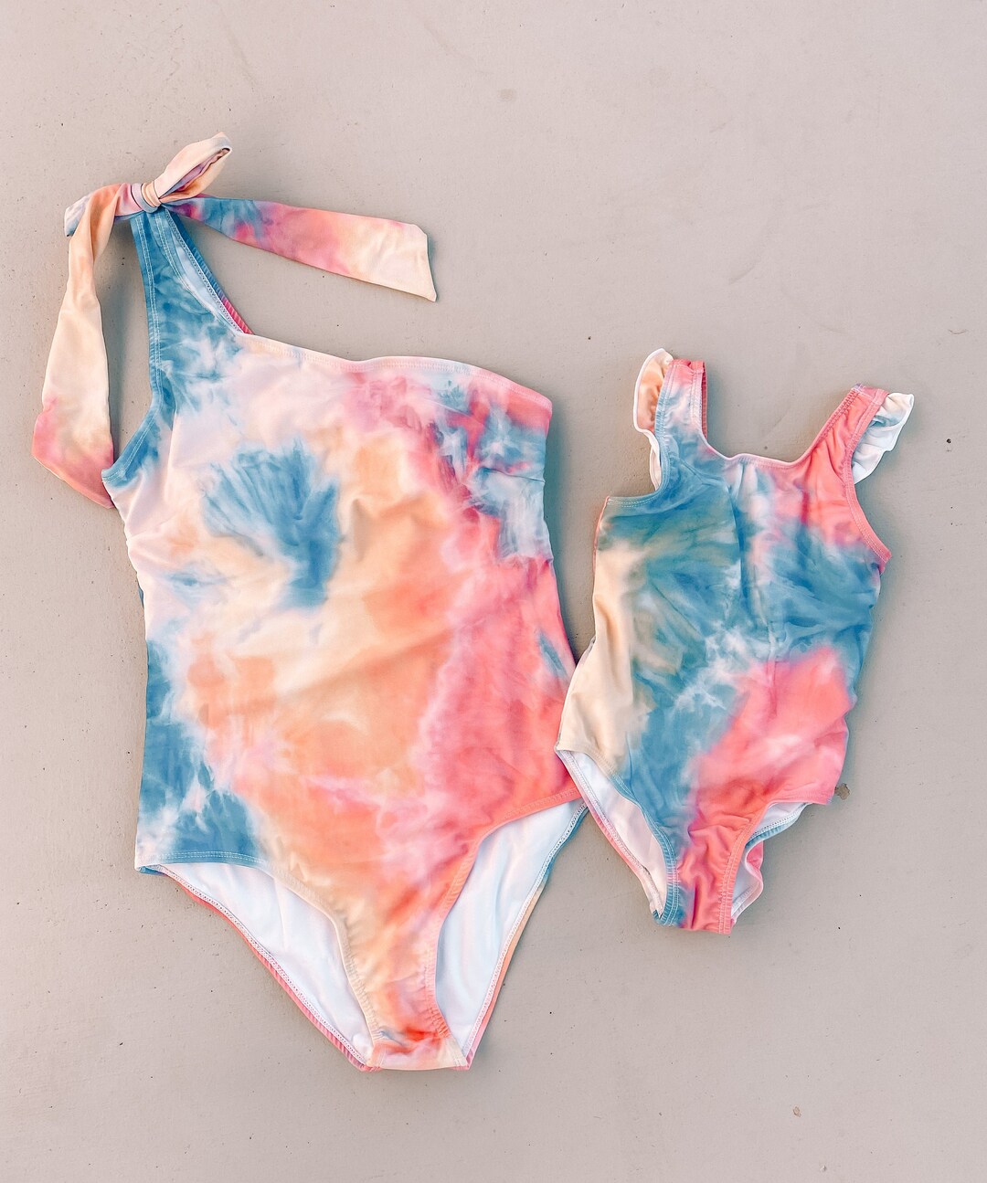 Multi Tie Dye Mommy and Me Swimsuit Mommy and Me Swimwear - Etsy
