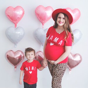 Red Mama & mini , mommy and me valentines day shirts, mommy and me valentine outfits, valentine shirts, valentine gift for her, valentines image 3