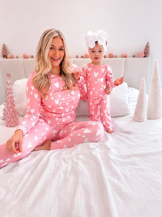 Mommy and Me Valentine, Valentine's Pajamas, Mommy and Me Pajamas, Matching  Outfits, Matching Pajamas, Valentines Day, Pink Pajamas, Mama 