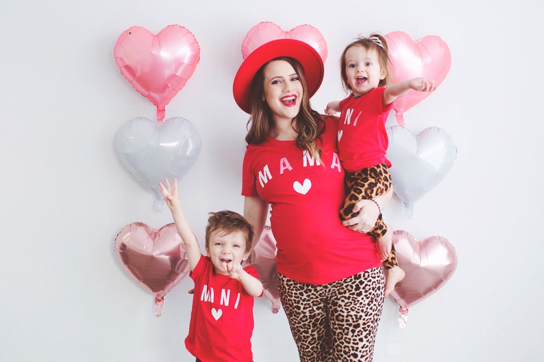 Red Mama & mini , mommy and me valentines day shirts, mommy and me valentine outfits, valentine shirts, valentine gift for her, valentines image 2