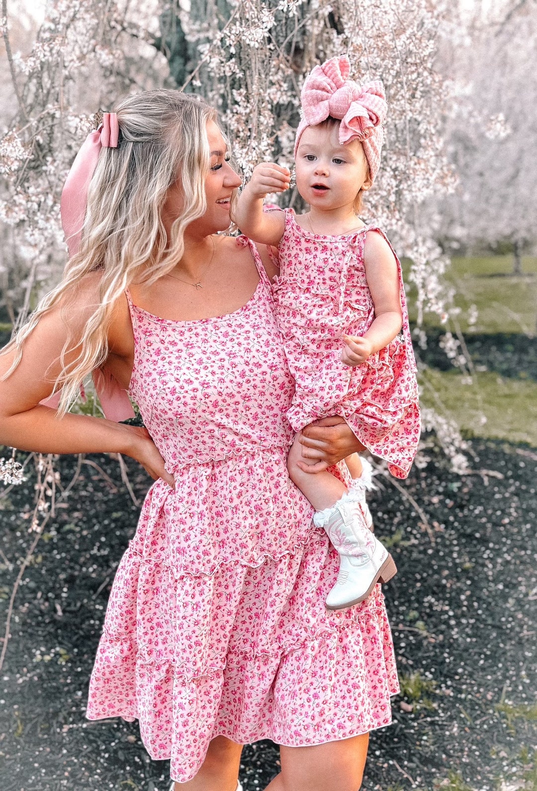 Matching Mother Daughter Cotton Dresses IFFEI Mommy And Me Matching Dresses  - Cotton Ruffle Family Outfits For Mother & Daughter Family Matching Outfits