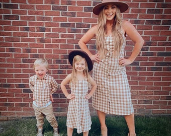 FALL CHECKERED DRESS, mommy and me dress, mommy and me outfits, matching outfits, mother daughter matching dress, matching dress