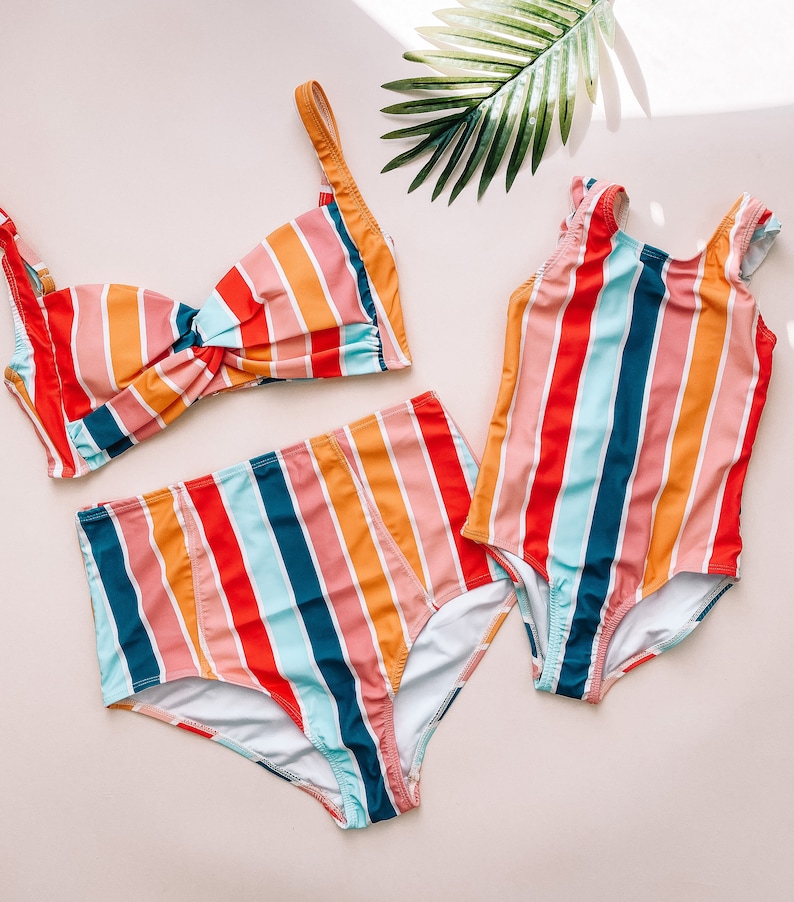 Multi Striped mommy and me swimsuit, mommy and me swimwear, swimsuit, mommy and me swim, mother daughter swimsuits, matching outfits 